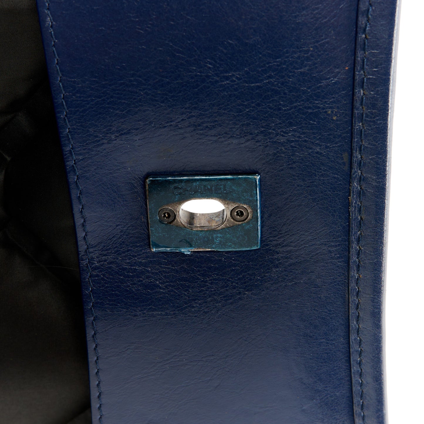 Calfskin Quilted Large Chesterfield Flap Navy