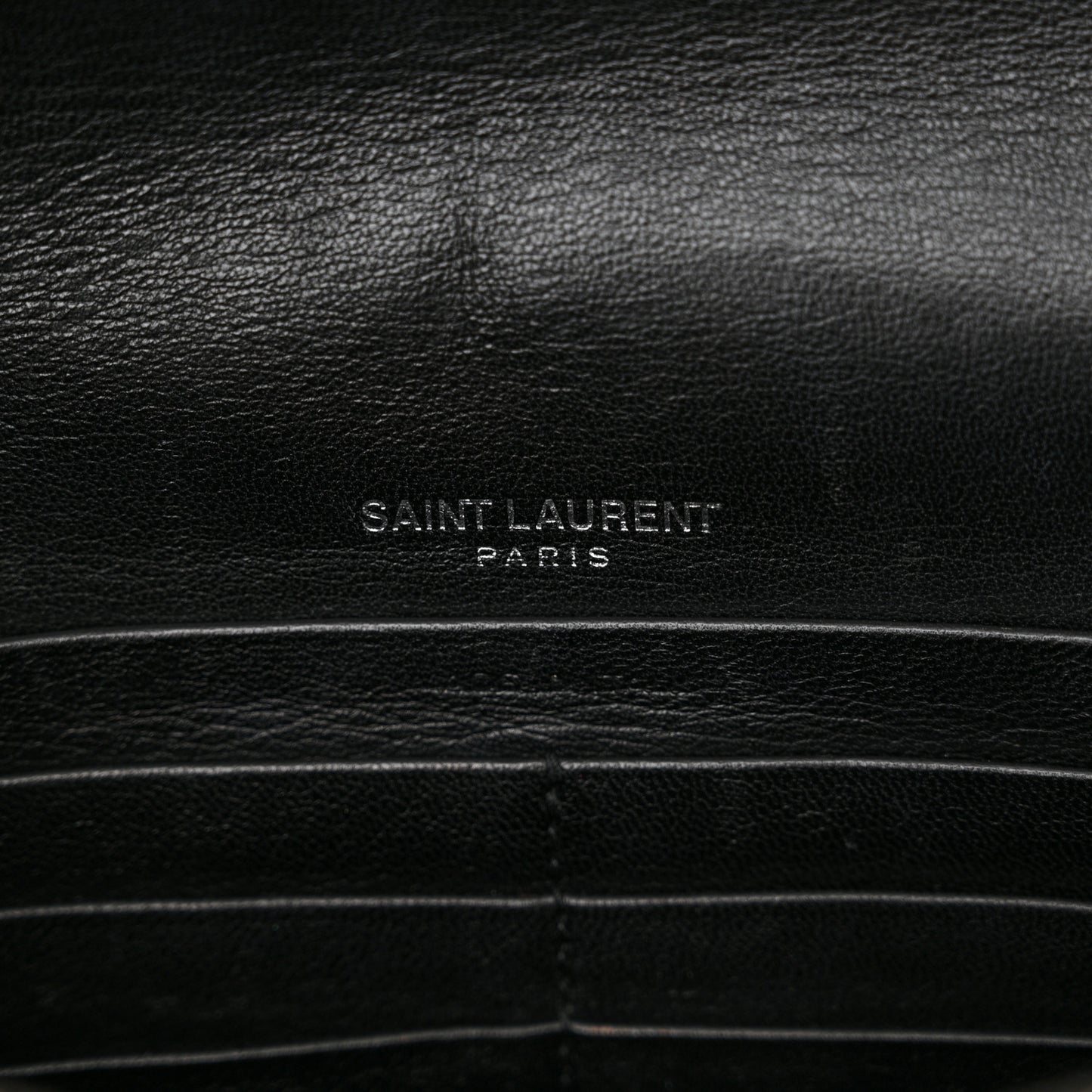 Calfskin Crocodile Embossed Kate Monogram Tassel Chain Wallet Black