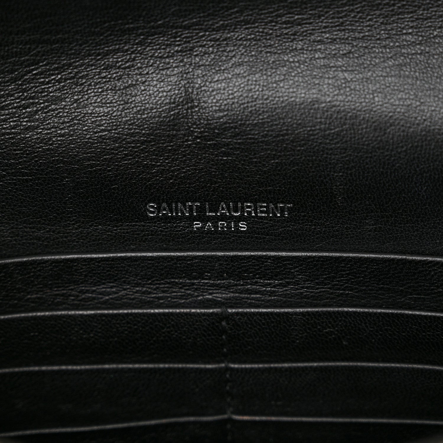 Saint Laurent Calfskin Crocodile Embossed Kate Monogram Tassel Chain Wallet Black 6 of 13