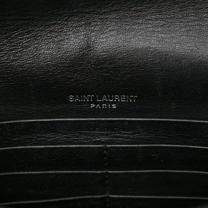 Saint Laurent Calfskin Crocodile Embossed Kate Monogram Tassel Chain Wallet Black 6 of 13
