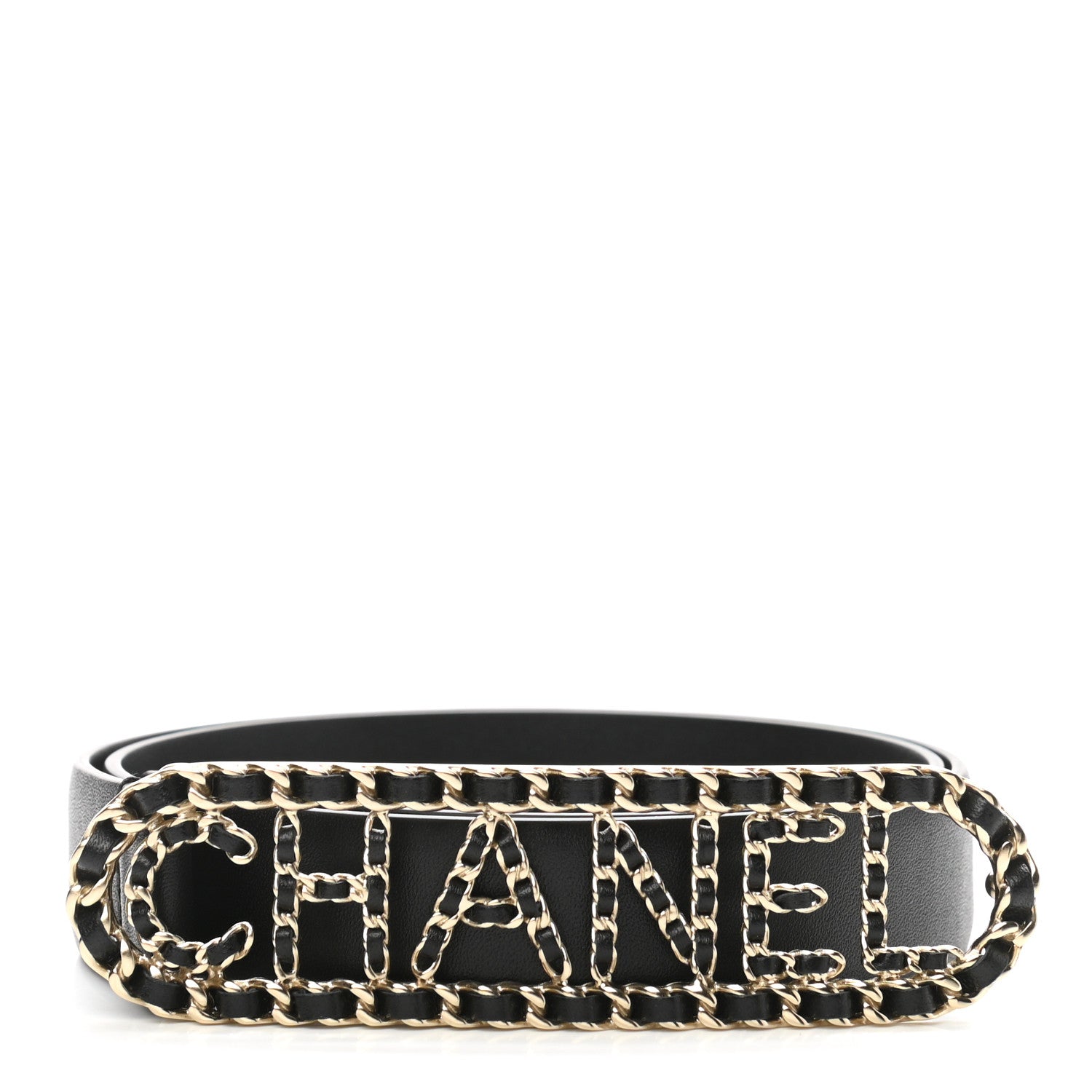 Chanel Calfskin CC Chain Vintage Allure Logo Belt 70 28 Black 1 of 8