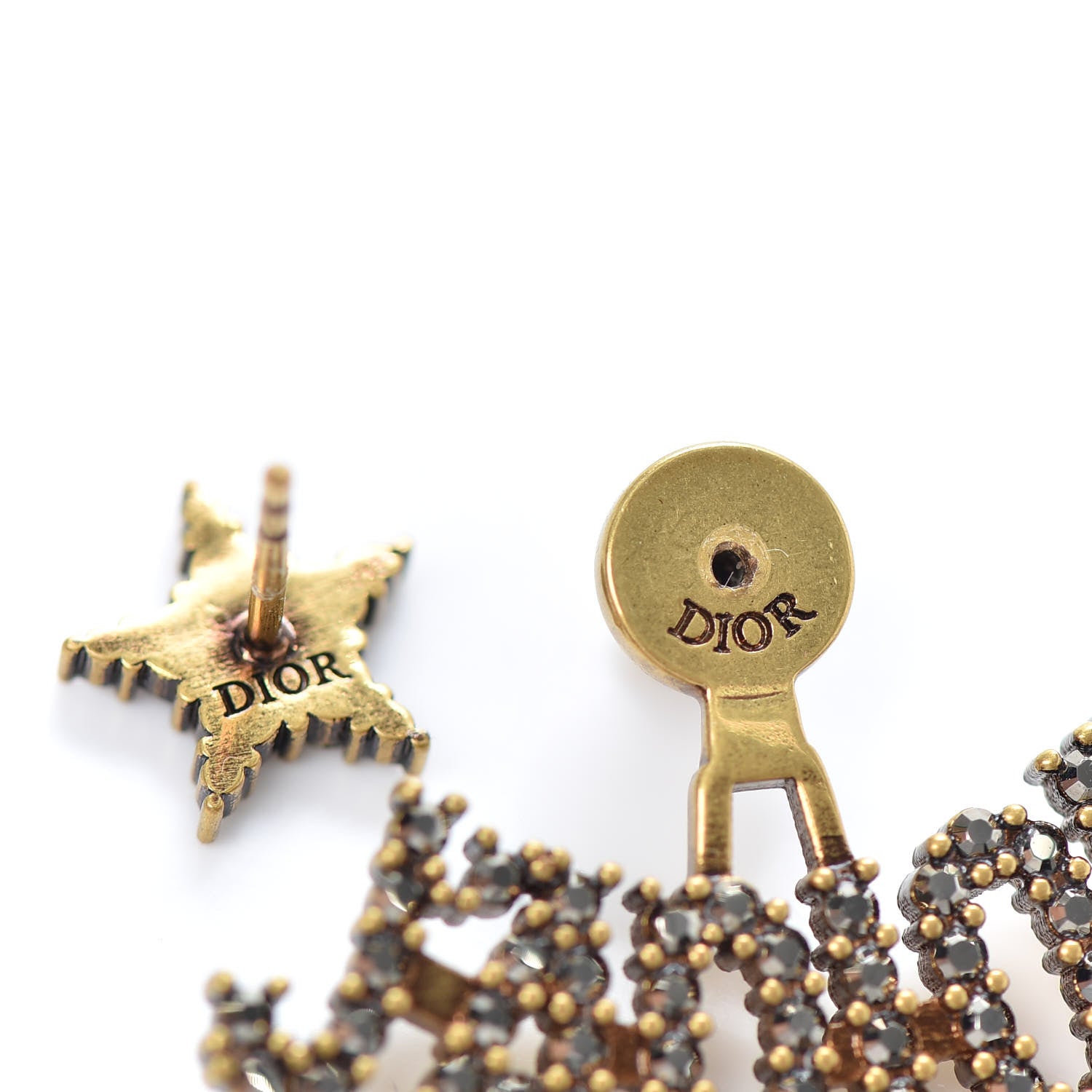 Christian Dior Metal Crystal J'adior Earrings Aged Gold 4 of 5