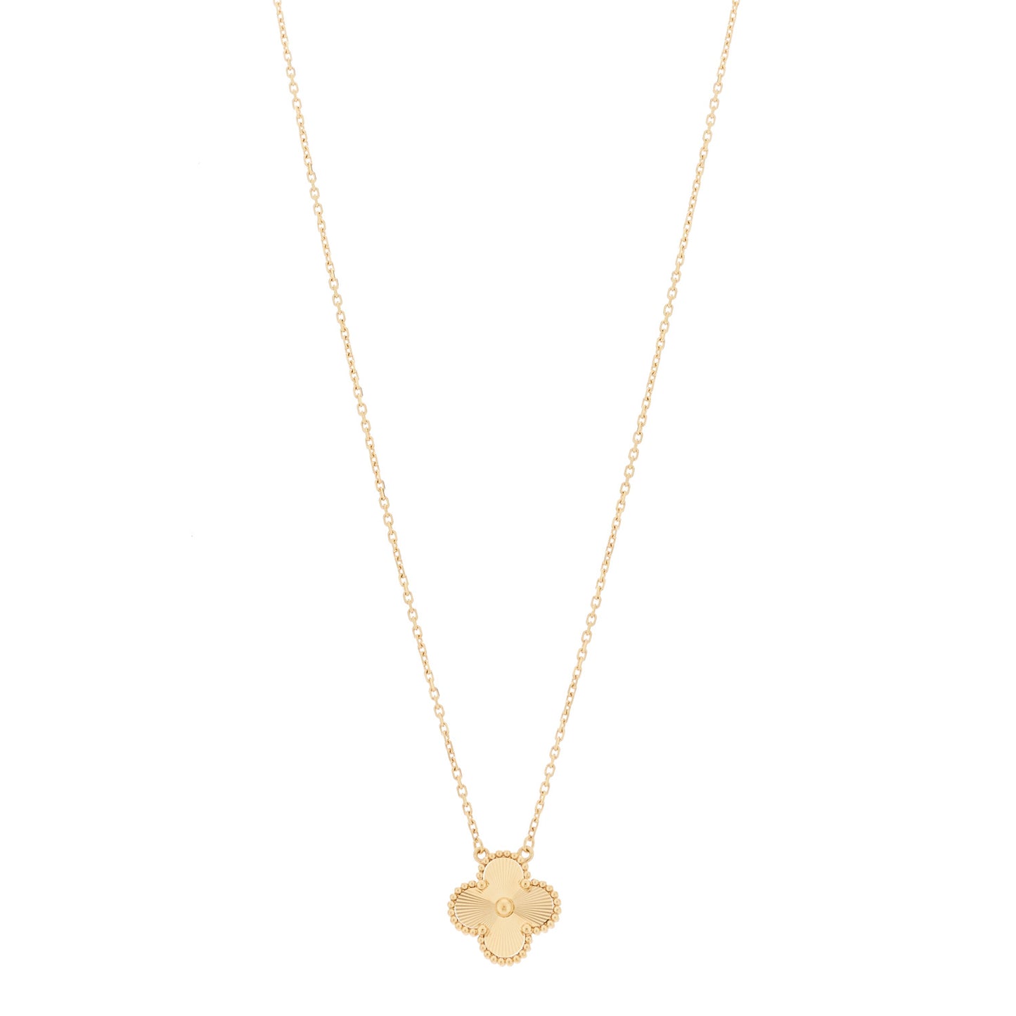 18K Yellow Gold Guilloche Vintage Alhambra Pendant Necklace