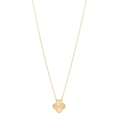 Van Cleef & Arpels 18K Yellow Gold Guilloche Vintage Alhambra Pendant Necklace 1 of 5