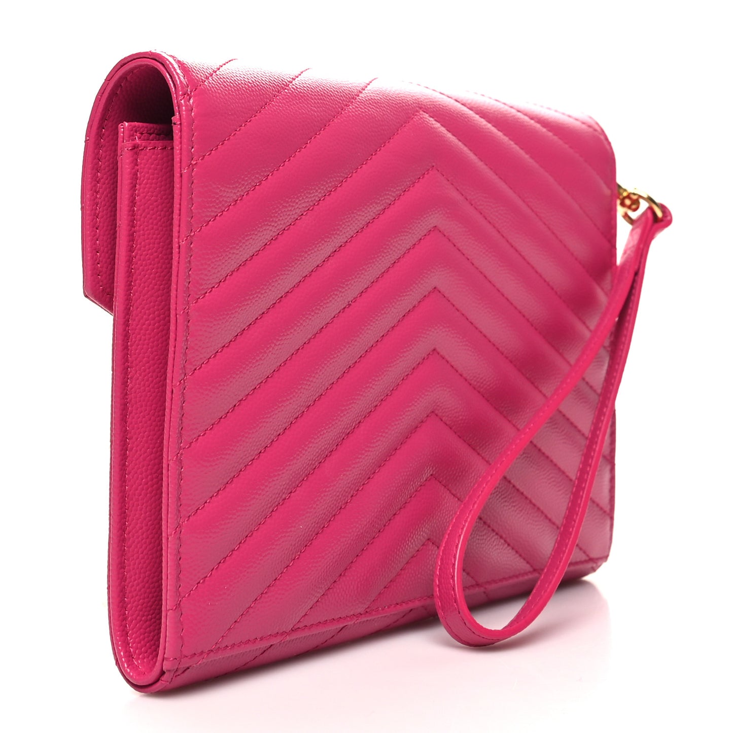 Grain De Poudre Matelasse Chevron Monogram Envelope Clutch Fuxia Couture