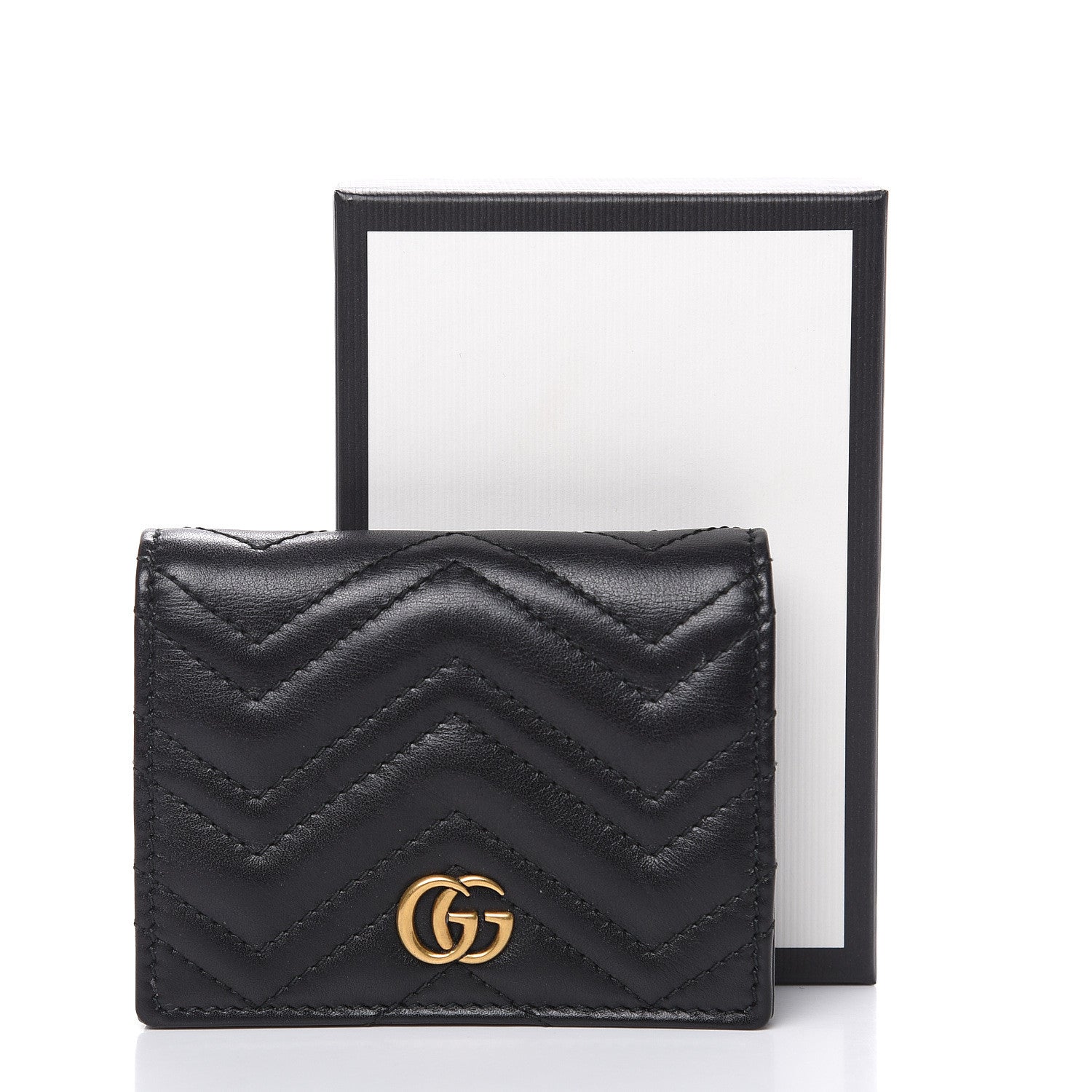 Gucci Calfskin Matelasse GG Marmont Card Case Wallet Black 8 of 8
