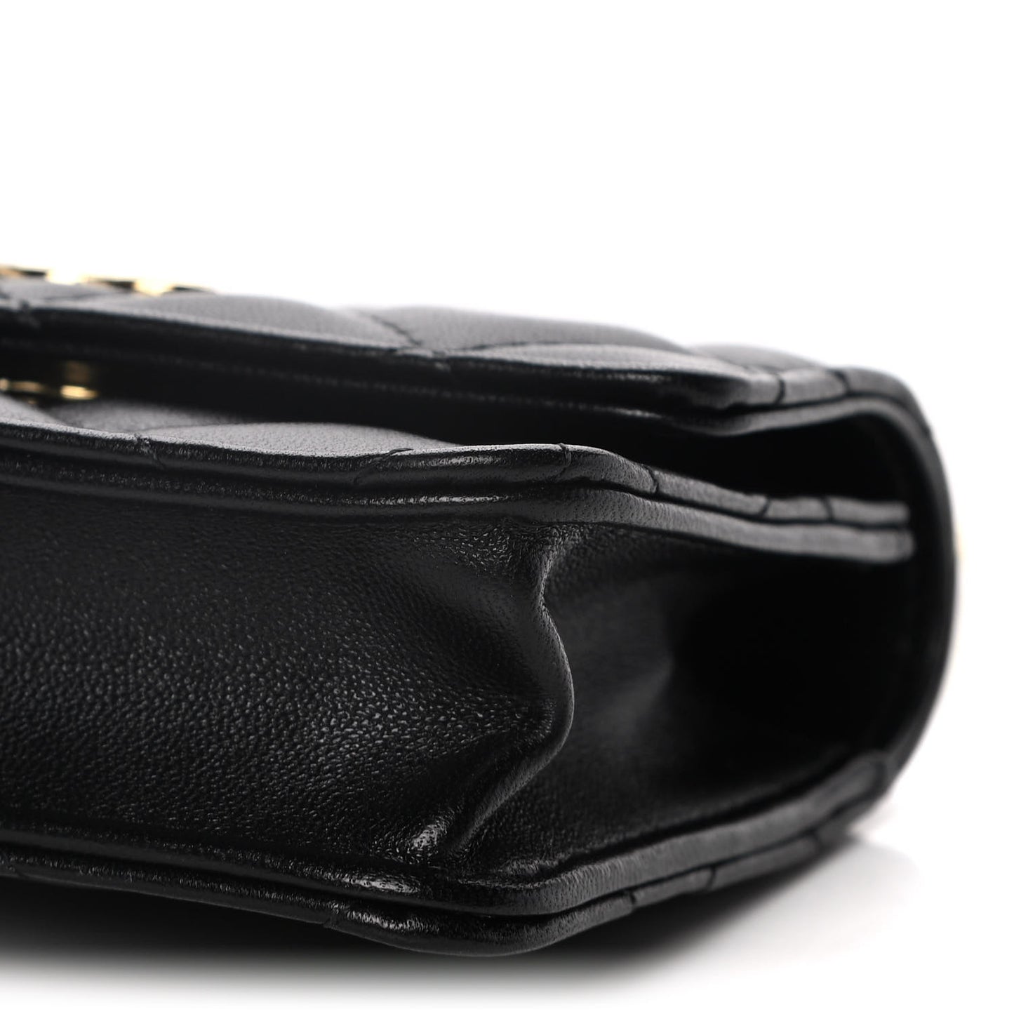 Lambskin Quilted CC Hook Card Holder Black