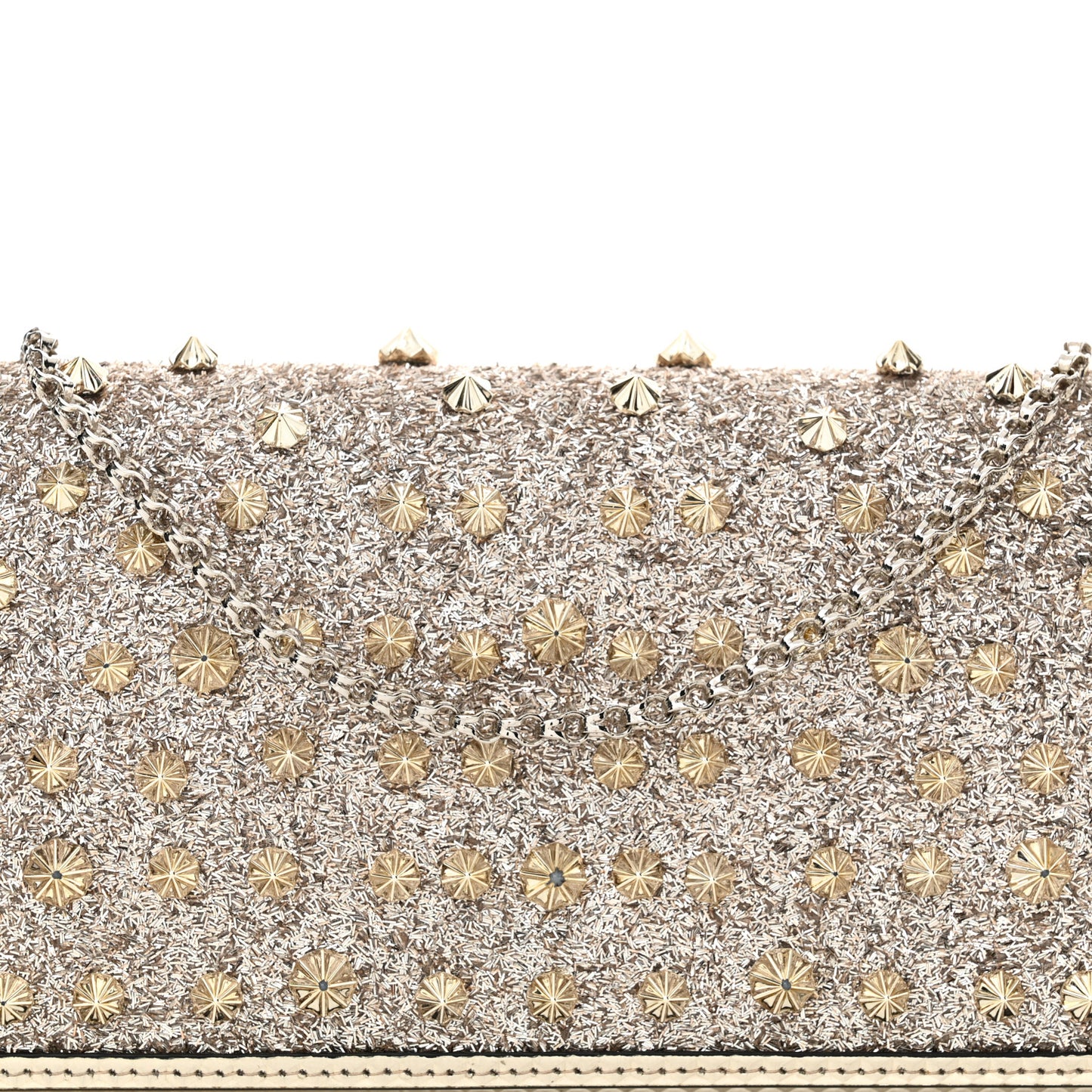Patent Calfskin Pearl Boudoir Glitter Chain Wallet Platinum