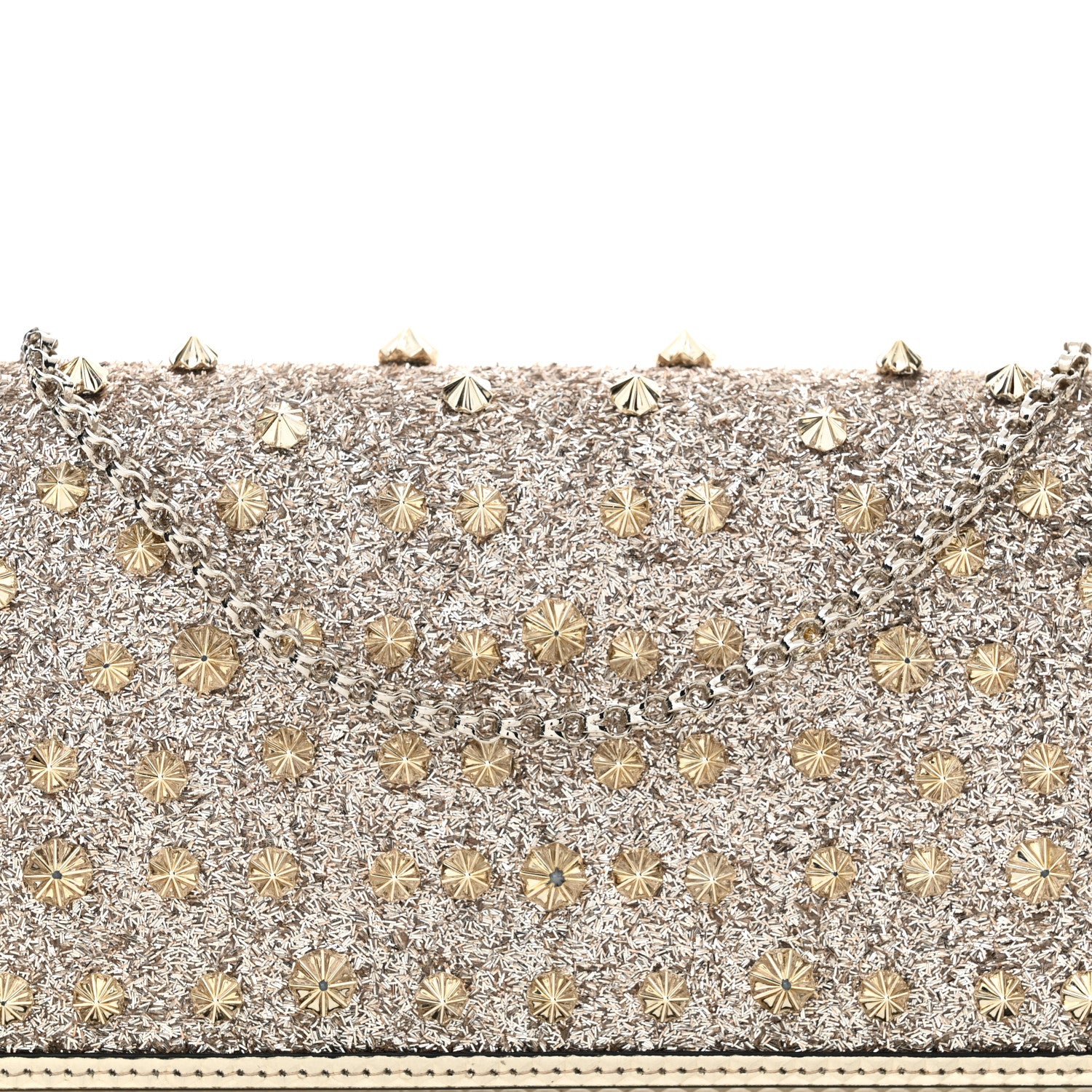 Christian Louboutin Patent Calfskin Pearl Boudoir Glitter Chain Wallet Platinum 8 of 11