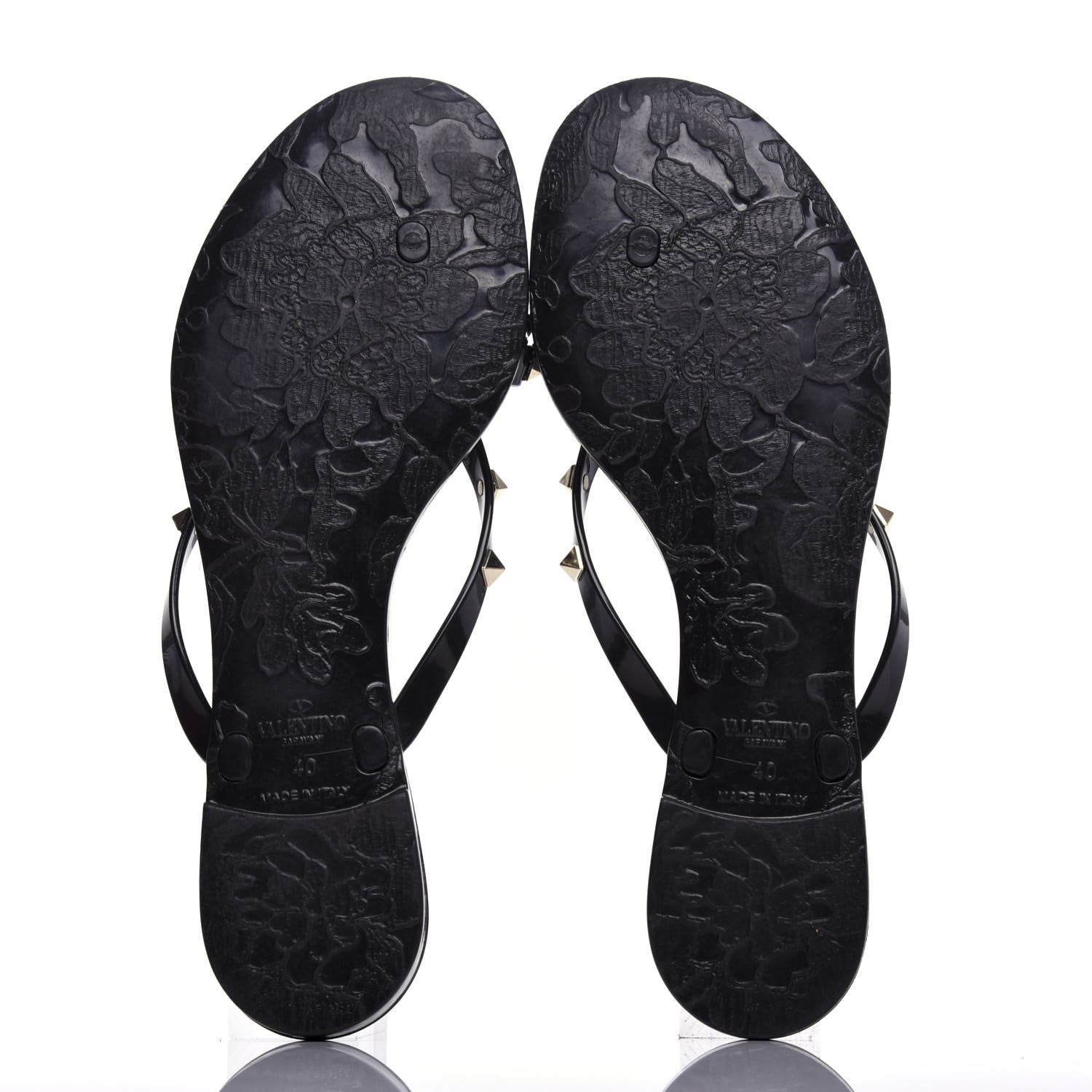 Valentino Garavani PVC Jelly Rockstud Bow Thong Sandals 40 Black 6 of 10