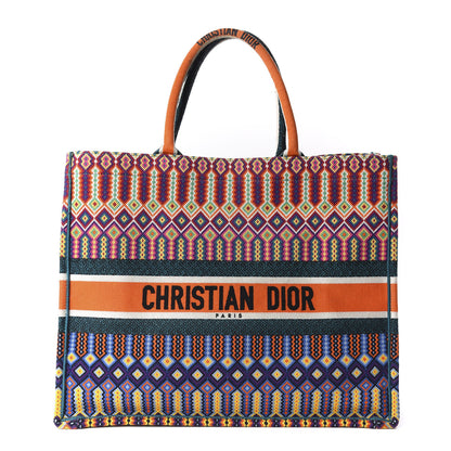 Christian Dior Canvas Embroidered Large Book Tote Orange Multicolor 1 of 10