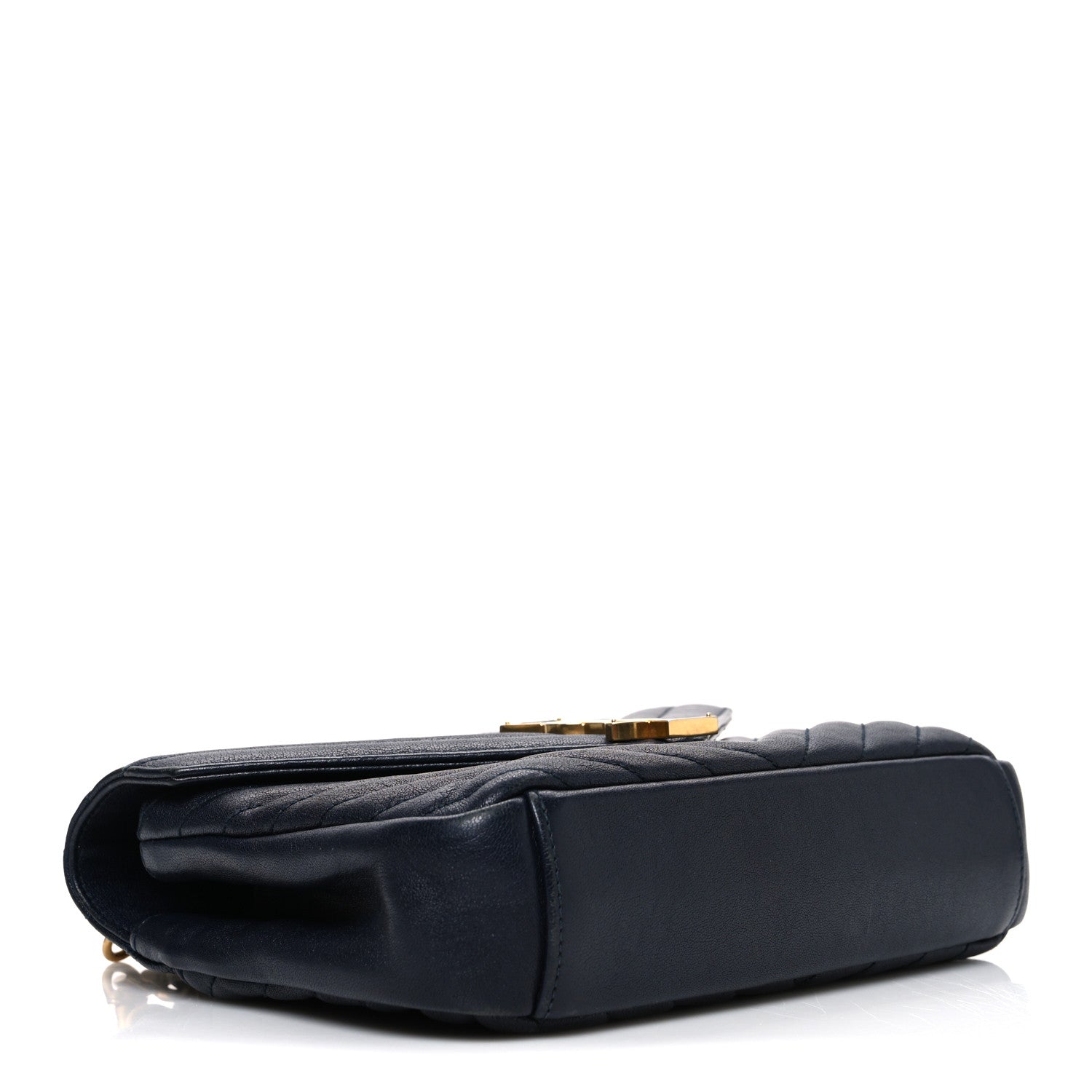 Saint Laurent Sheepskin Matelasse Chevron Monogram Medium College Bag Deep Marine 3 of 10