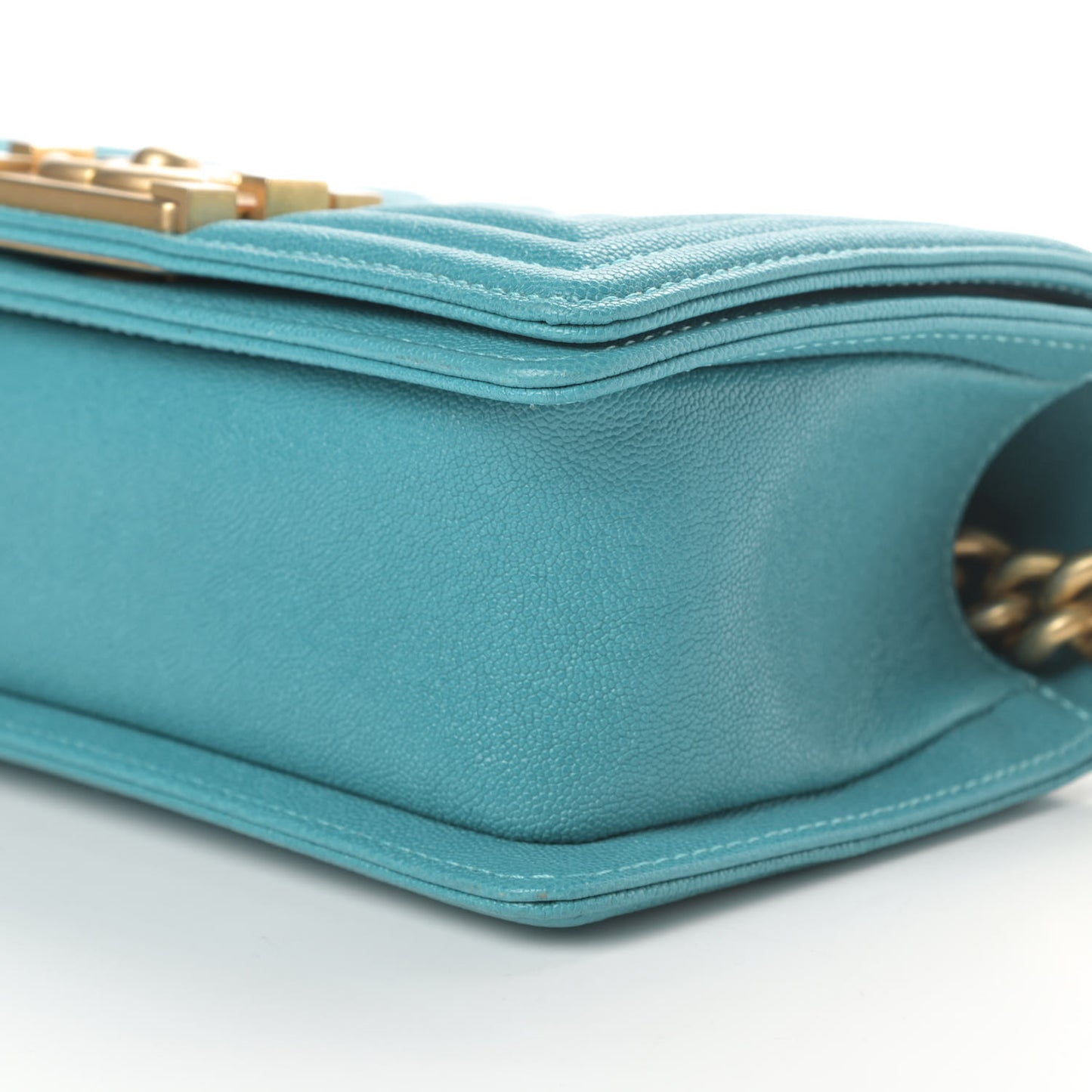 Caviar Quilted Small Boy Flap Turquoise
