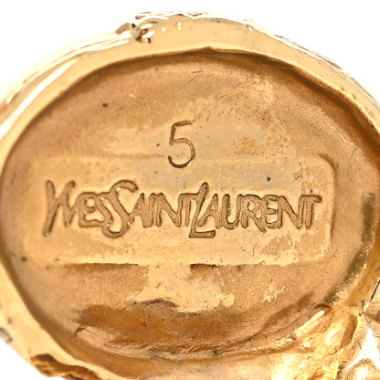 Saint Laurent Glass Cabochon Arty Ovale Ring 5 Gold Turquoise 4 of 5