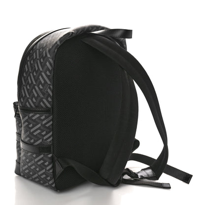 Versace Coated Canvas Calfskin La Greca Signature Backpack Black Grey 3 of 9