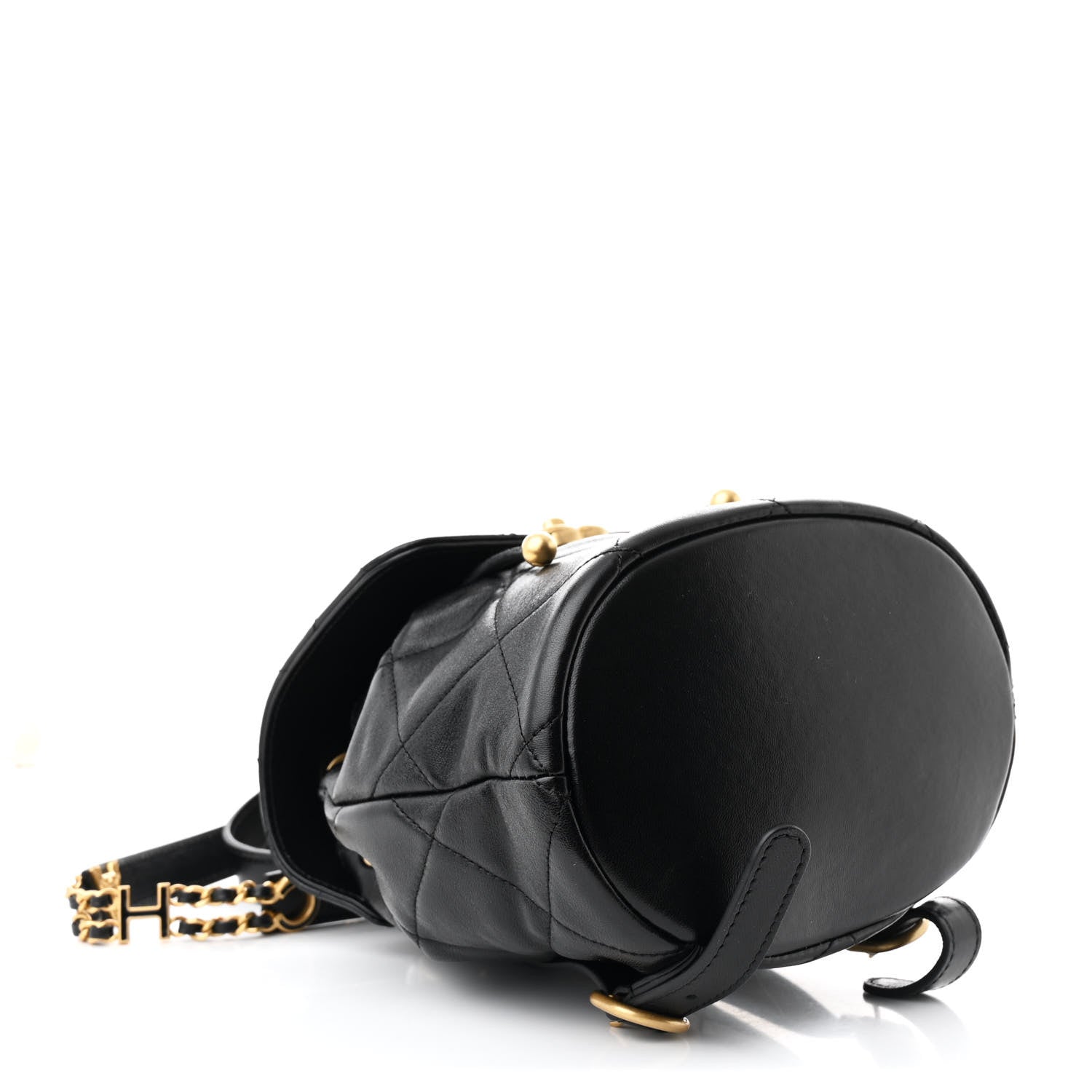 Chanel Lambskin Quilted Logo Mini Backpack Black 4 of 10