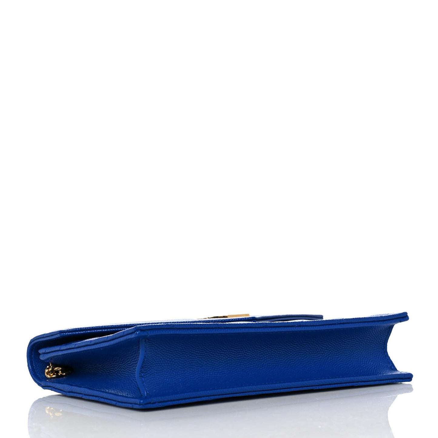 Grain De Poudre Matelasse Chevron Monogram Envelope Chain Wallet Blue Majorelle