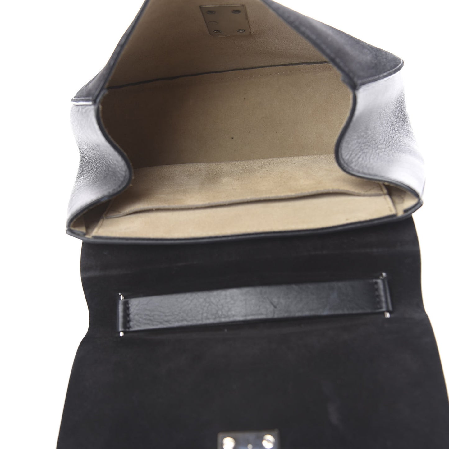 Suede Smooth Calfskin Drew Shoulder Bag Black