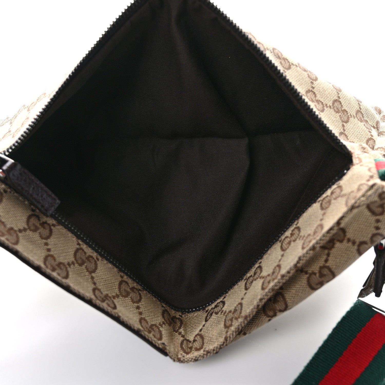 Gucci GG Monogram Web Double Pocket Belt Bag Dark Brown 5 of 9