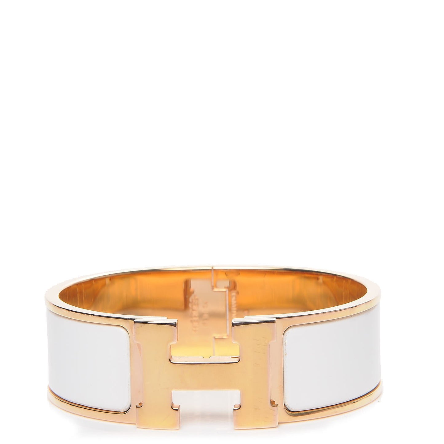 Enamel Wide Clic Clac H Bracelet GM White