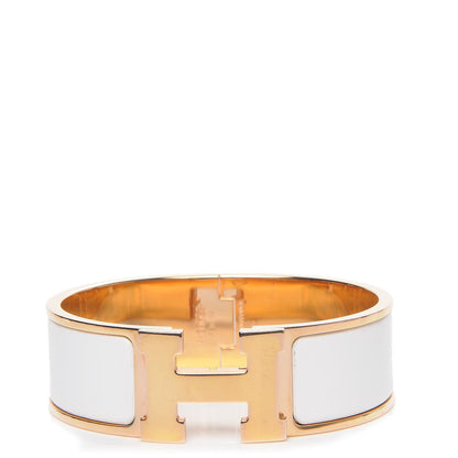 Hermes Enamel Wide Clic Clac H Bracelet GM White 1 of 5