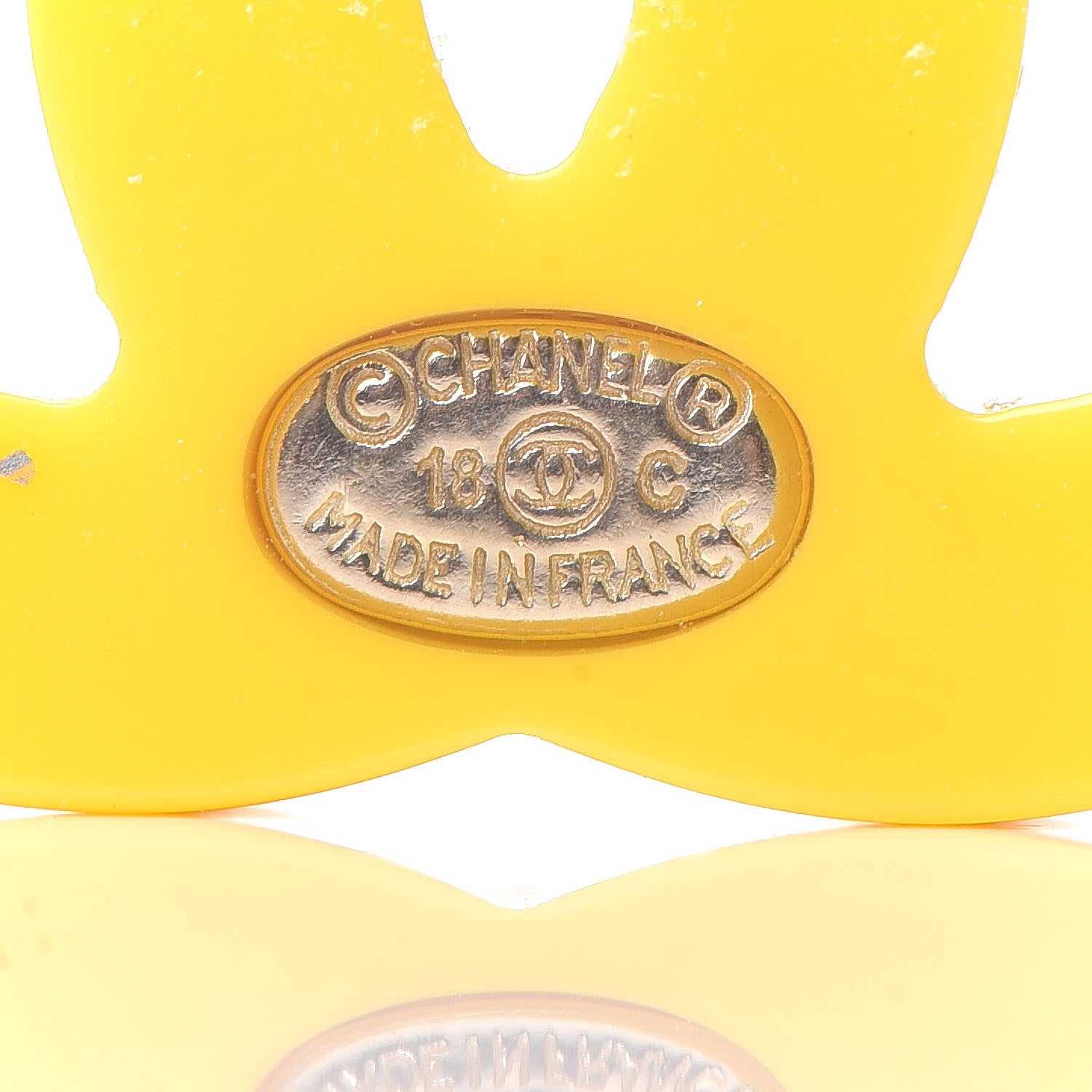Chanel Glitter Resin CC Earrings Yellow Blue 4 of 5