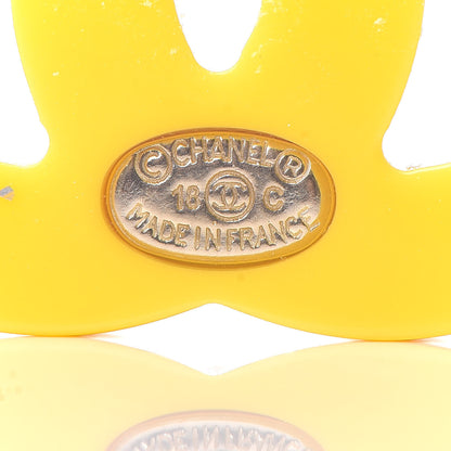 Chanel Glitter Resin CC Earrings Yellow Blue 4 of 5