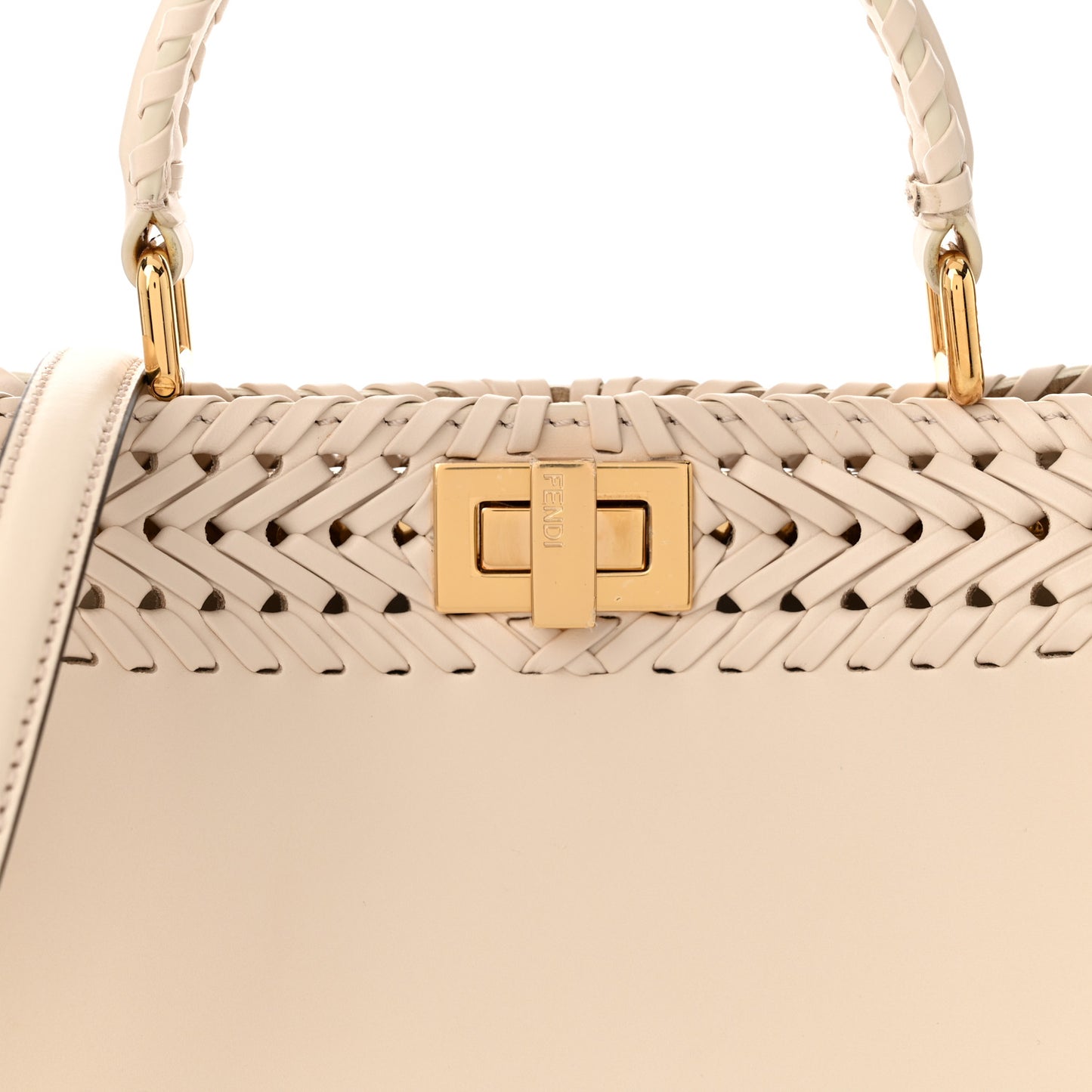 Nappa Interlace Mini Peekaboo Iconic Satchel Camelia
