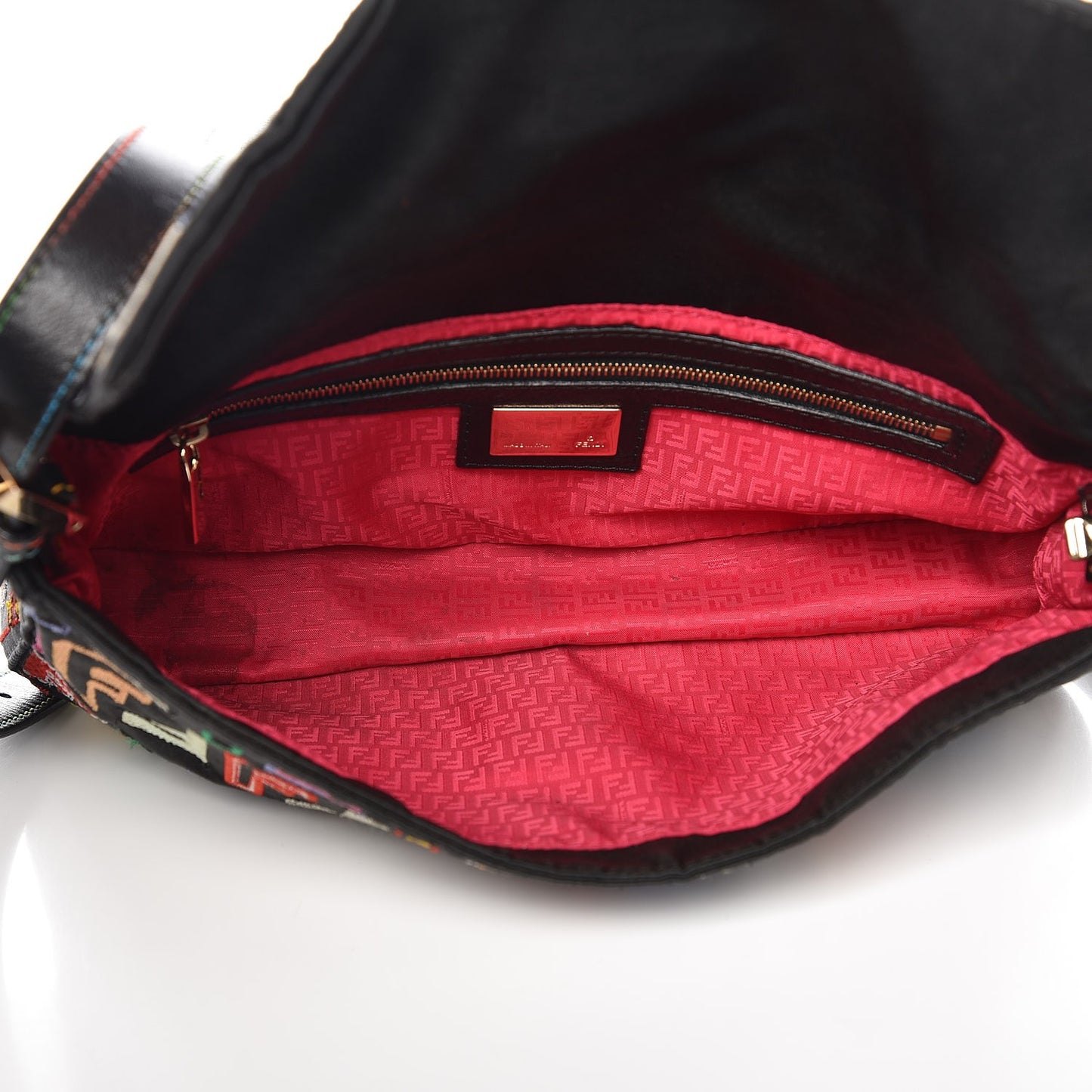 Nylon FF Multicolor Embroidered Baguette Multicolor
