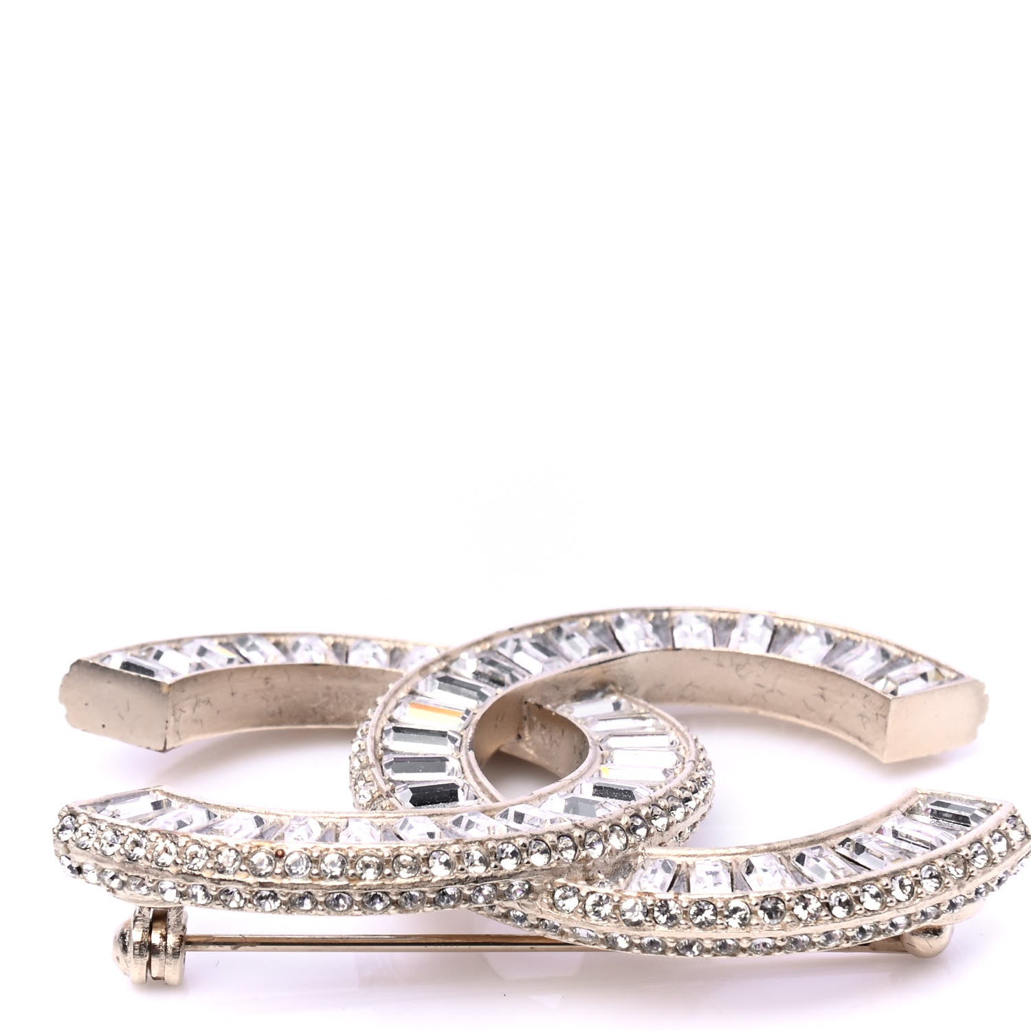 Chanel Baguette Crystal CC Brooch Gold 3 of 5