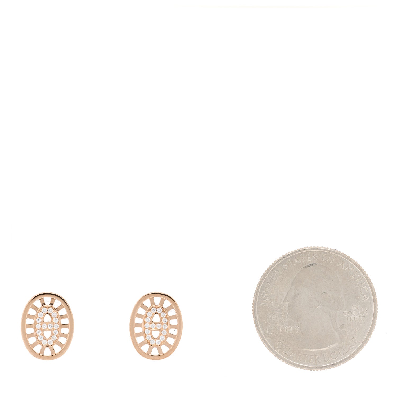 Hermes 18K Rose Gold Diamond Chaine d'Ancre Divine Stud Earrings 2 of 5