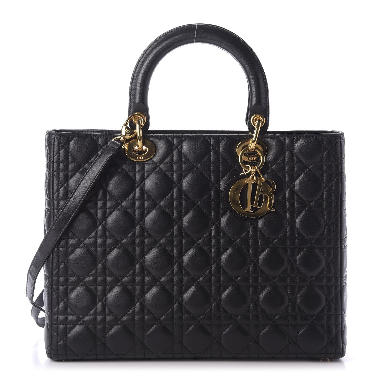 Christian Dior Lambskin Cannage Large Lady Dior Black 1 of 8