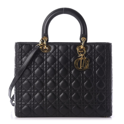 Christian Dior Lambskin Cannage Large Lady Dior Black 1 of 8