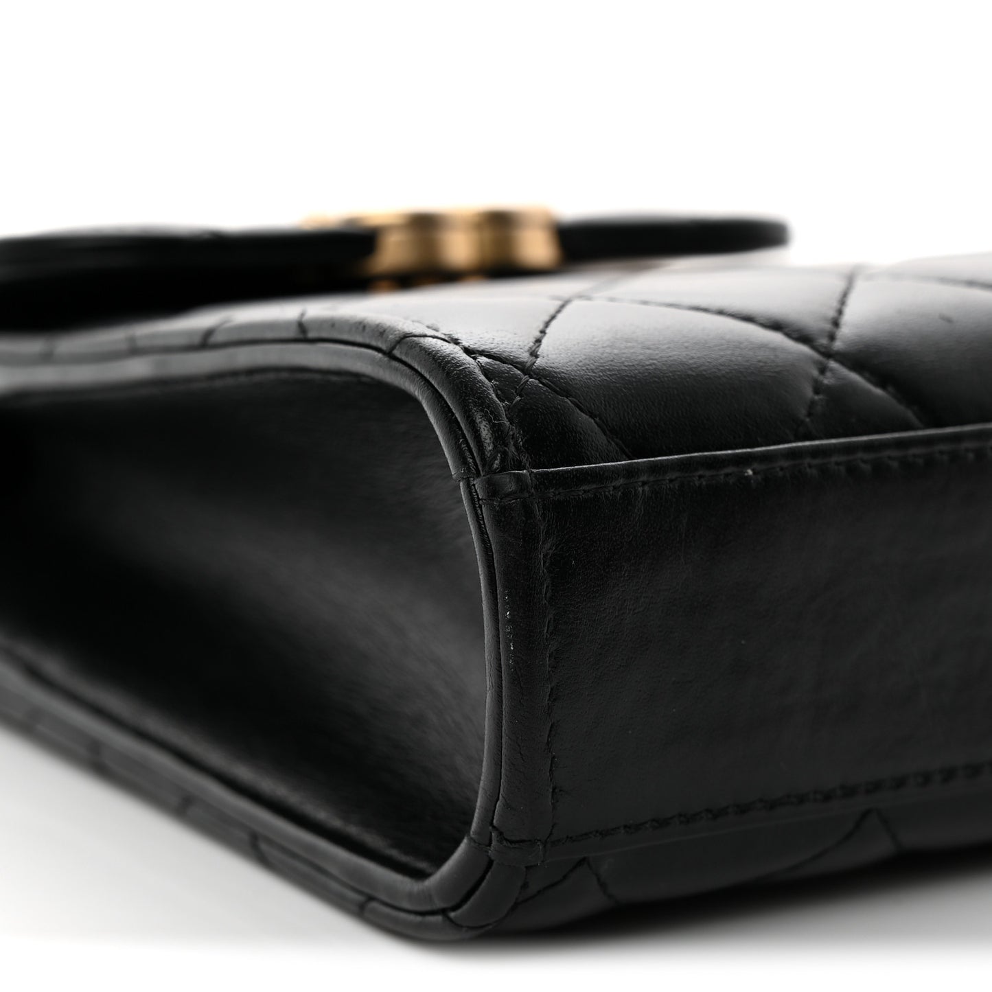 Lambskin Quilted Vertical Perfect Fit Flap With Chain Black