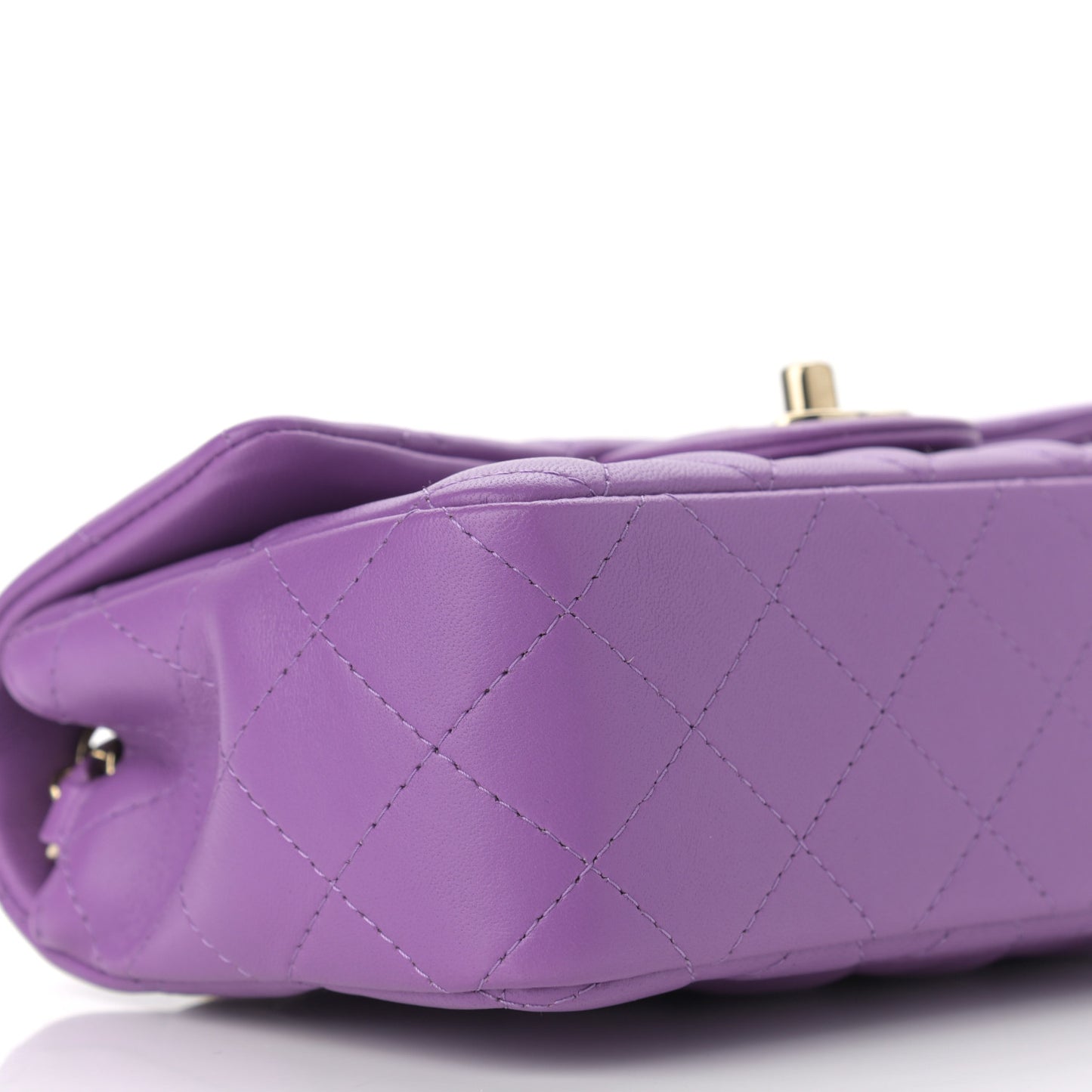 Lambskin Quilted Mini Rectangular Flap Purple