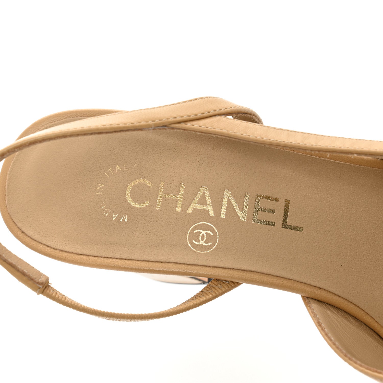 Chanel Lambskin Grosgrain Cap Toe CC Slingback Pumps 36.5 Beige Black 7 of 11
