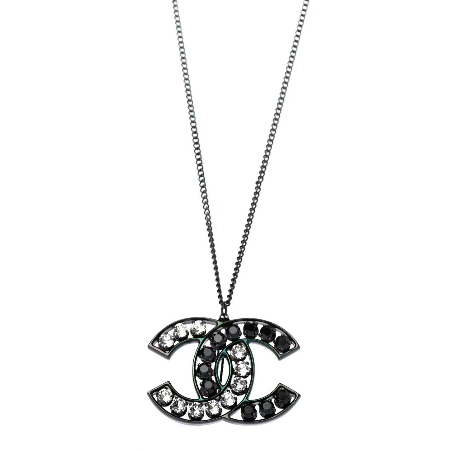 Ruthenium Crystal CC Necklace Black
