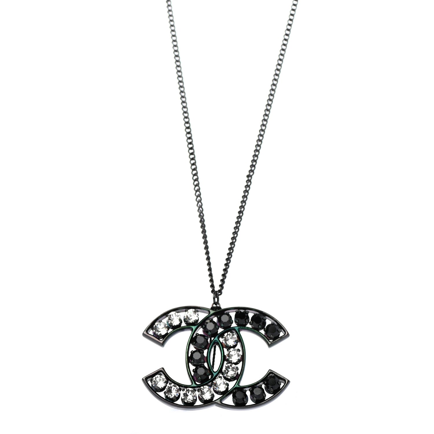 Chanel Ruthenium Crystal CC Necklace Black 1 of 4