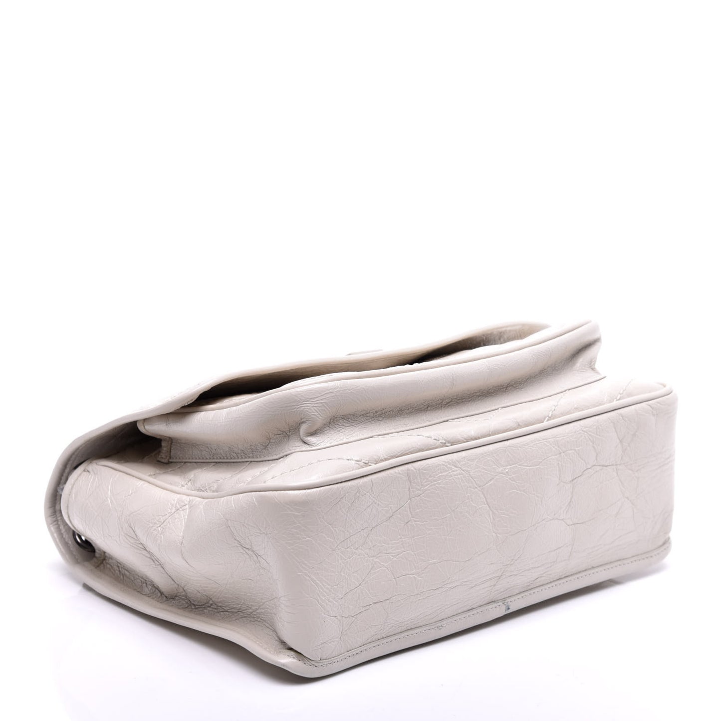 Crinkled Calfskin Matelasse Monogram Medium Niki Chain Satchel Dirty White
