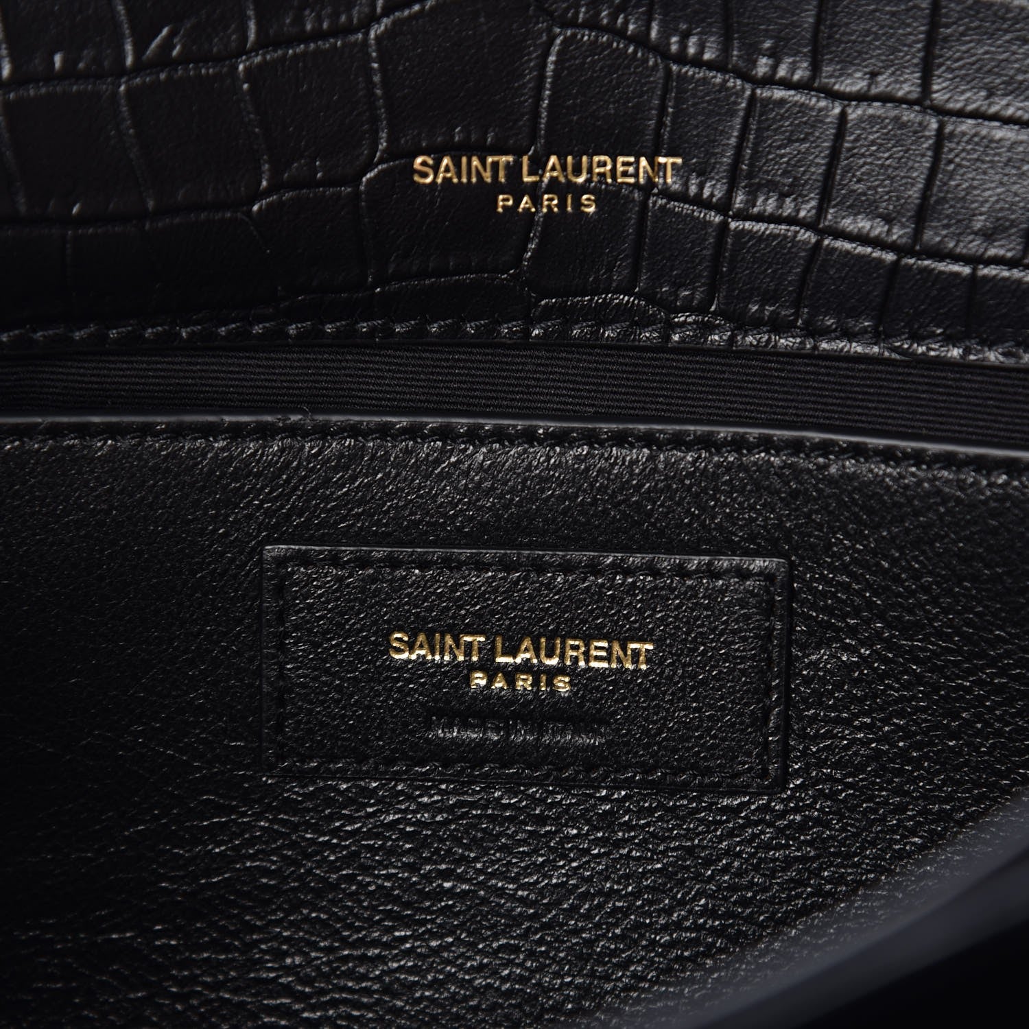 Saint Laurent Calfskin Crocodile Embossed Monogram Medium Sunset Black 8 of 8