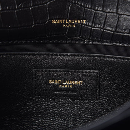 Saint Laurent Calfskin Crocodile Embossed Monogram Medium Sunset Black 8 of 8