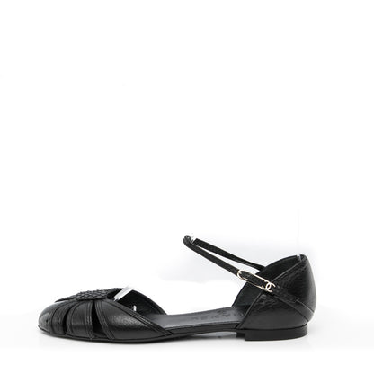 Chanel Grained Calfskin Patent CC Flats 37 Black 1 of 7
