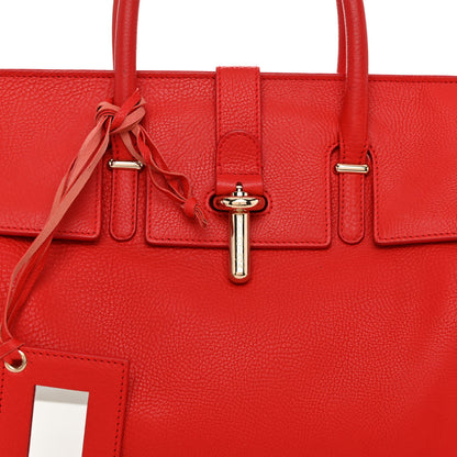 Balenciaga Grained Calfskin M Tube Round Tote Rouge Coquelicot 8 of 13