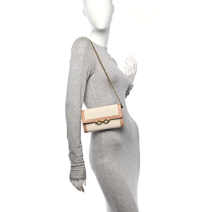 Saint Laurent Calfskin Canvas Le Maillon Chain Wallet Tan 2 of 9