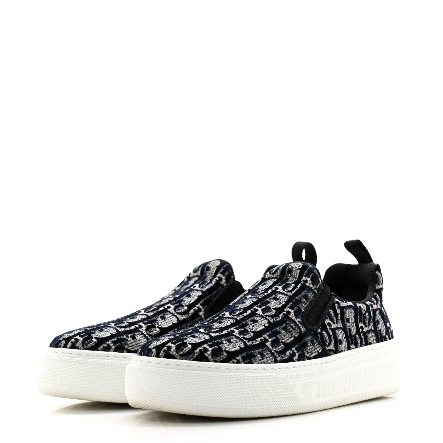 Christian Dior Velvet Oblique Womens Solar Slip On Sneakers 36 Deep Blue 3 of 9