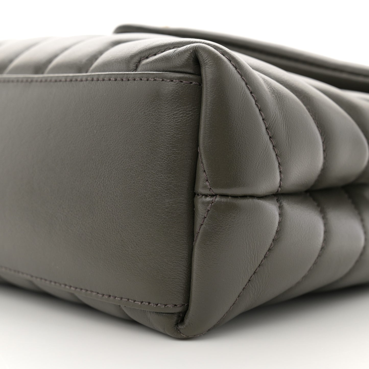 Calfskin Y Quilted Monogram Small Loulou Chain Satchel Olive