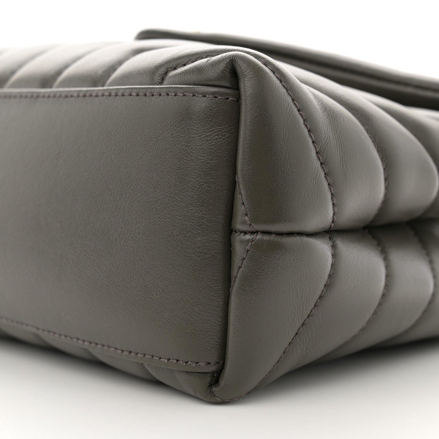 Saint Laurent Calfskin Y Quilted Monogram Small Loulou Chain Satchel Olive 10 of 14