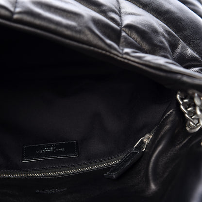 Saint Laurent Lambskin Quilted Medium Loulou Puffer Monogram Chain Satchel Black 4 of 10
