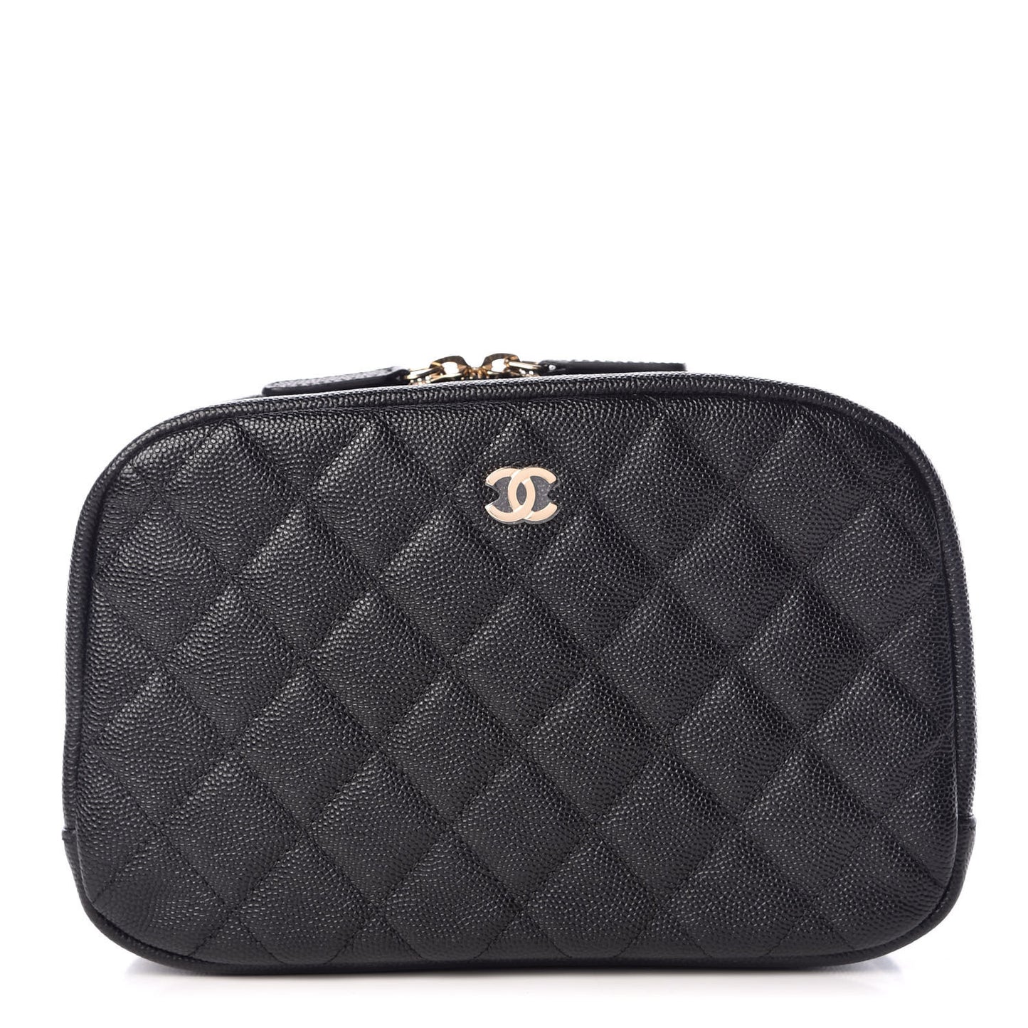 Caviar Quilted Curvy Pouch Cosmetic Case Black