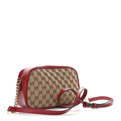 Gucci Monogram Azalea Calfskin Matelasse Diagonal Small GG Marmont Chain Shoulder Bag Beige Ebony New Cherry Red 3 of 9